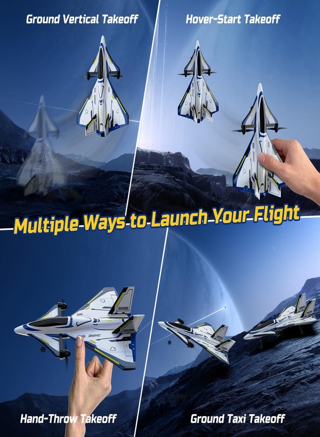 ديرك طائرة DEERC رباعية القنوات بدون فرش للتحكم عن بعد، طائرة هواية نفاثة تعمل بالتحكم عن بعد بتصميم خيال علمي مع أضواء LED، جاهزة للطيران، طائرة شراعية EPP بتردد 2.4 جيجاهرتز مع مثبت جيروسكوبي سداسي المحاور، مناسبة للبالغين من المبتدئين إلى المحترفين. - Image 3